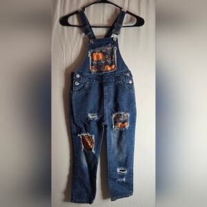 Mia Belle Girls Pumpkin Fall Overalls